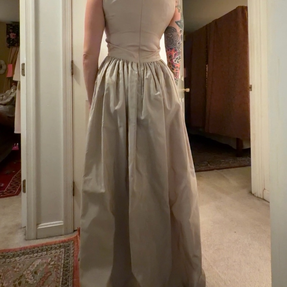 Victoria Royal Beige Evening Gown with Beaded Jacket - Picture 5 of 8